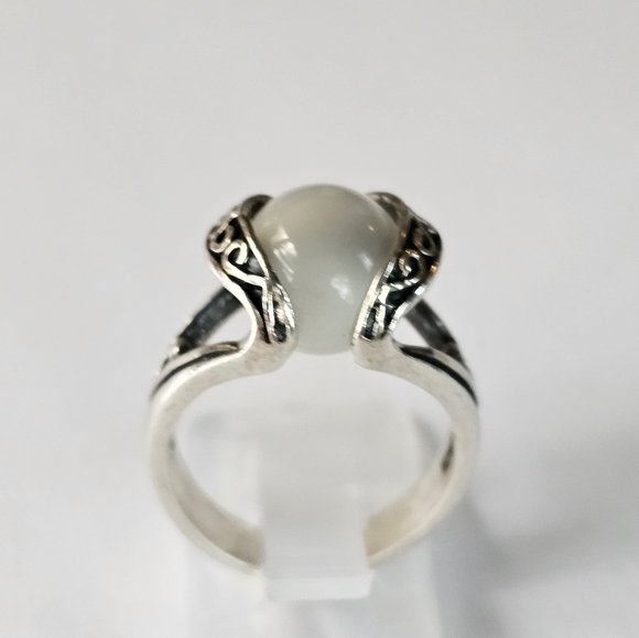 Vintage White Tigers Eye in Sterling Silver Ring Size 7! - Picture 5 of 6